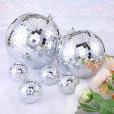 Large Mirror Disco Ball Bright Hanging Disco Ball: 6 Pcs Silver Reflective Mi...