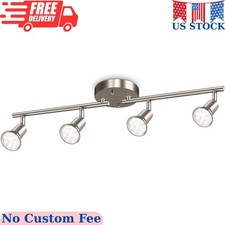 4-Light LED Track Lighting Kit, Flexibly Rotatable Light Heads, 4 Way Ceiling