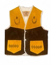 1970s Vintage Western Leather Vest for Kids Dark Brown, Size Small