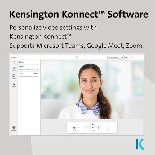 Kensington W2000 1080p Autofokus-Webcam, USB-Stromversorgung, integriertes Mikro - 第 3/7 張圖片