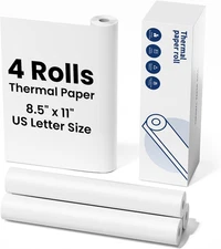 Thermal Paper 8.5" X 11" US Letter Size, 4 Rolls Quick-Dry Thermal Printer Paper
