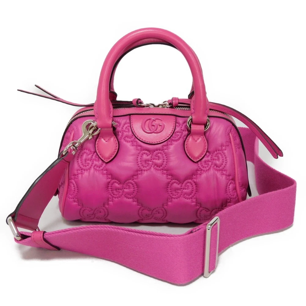 Gucci GG Matelasse Mini Sac Rose matelassé Nylon 3 Voies Chaîne Sac à Main Bandoulière