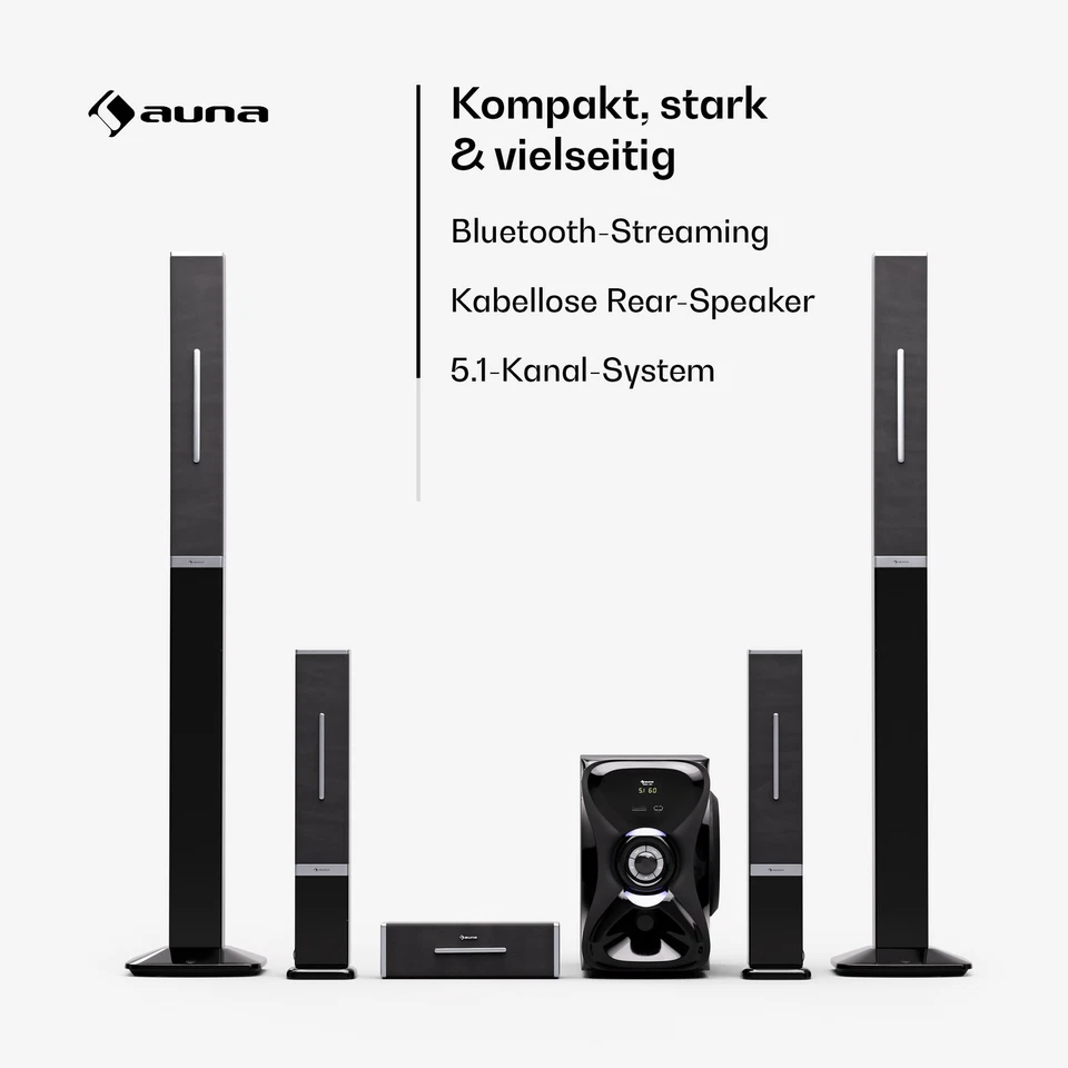 Heimkino 5.1 Lautsprecher Surround Soundsystem Bluetooth Boxen Home Cinema 120 W - Bild 2 von 4
