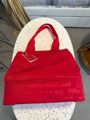 NWT Beis x The Lonely Ghost Mini Weekender in Red luggage travel TEXT ME