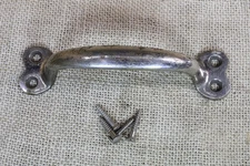 Old Screen Door Cabinet Handle Drawer 5” Pull Heart Ends Nickel Brass Vintage