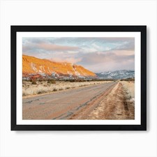 Morning Desert Highway Art Print Framed Wall Art Poster Canvas Print Picture