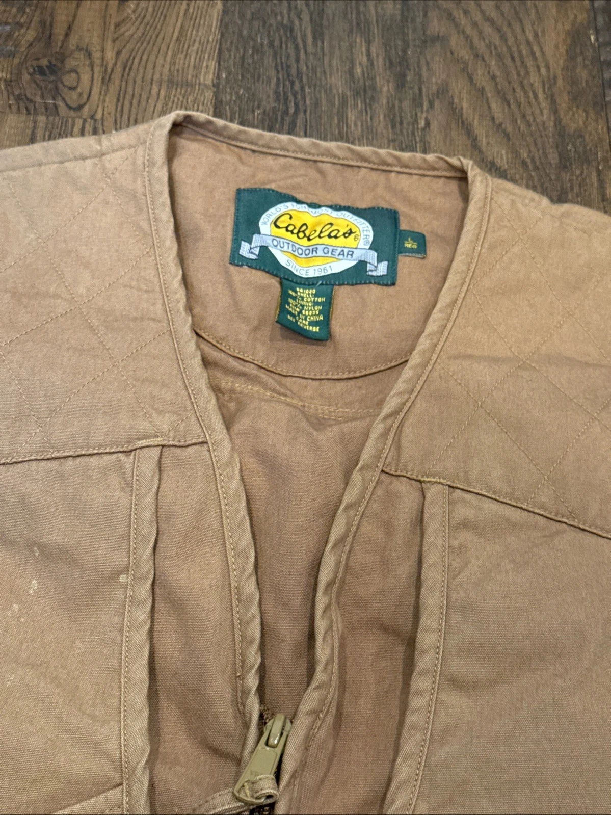 Cabela’s Upland Hunting Outdoor Gear Tan Zip Vest – Size L – Cargo Pockets