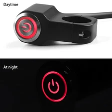 Motorcycle Switch Button Momentary Horn Start Power 7/8" 22mm Handlebar Red LED