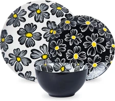 12-pieces Dinnerware Set Ceramic Dish Set Plates Sets Service for 4, Bowl Sets, 