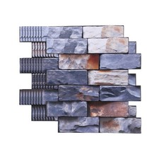10Pcs 10.6"x10.6" Peel and Stick Backsplash Stone Tile Sticker, Green Gray