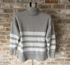 Women's COS Cream & Light Brown Turtleneck Sweater – Size S – Wool/Cotton Blend