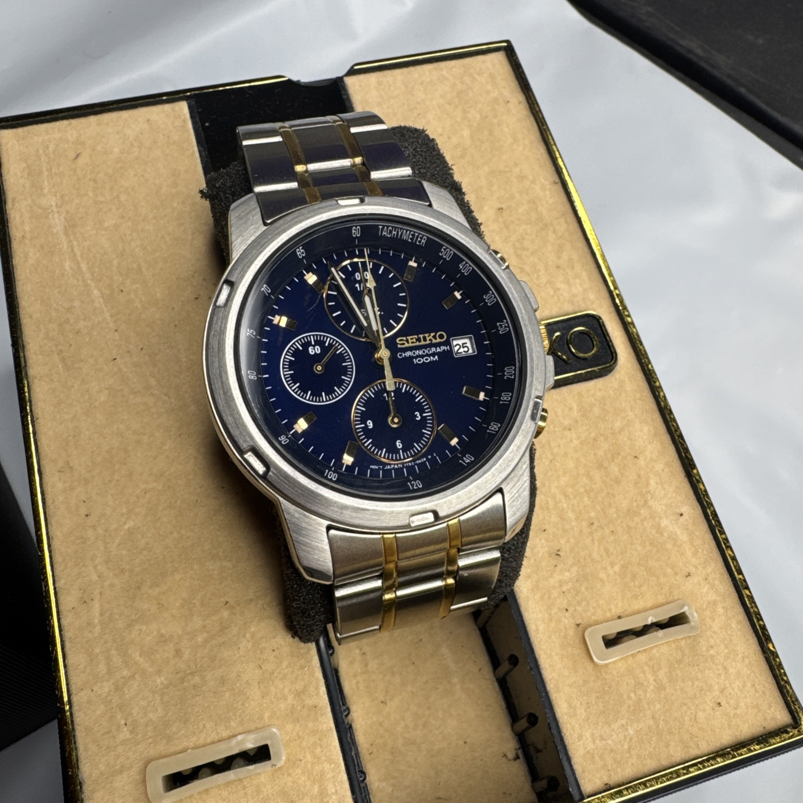 Men's Seiko 7T92-0BF0 Two-Tone Steel Chronograph Quartz Watch New