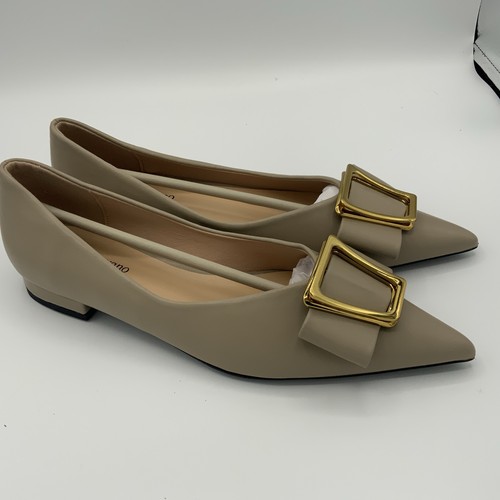 Neu im Karton C. Paravano flache Schuhe für Damen spitz zulaufende Ballerinas, braun-grau, 8,5