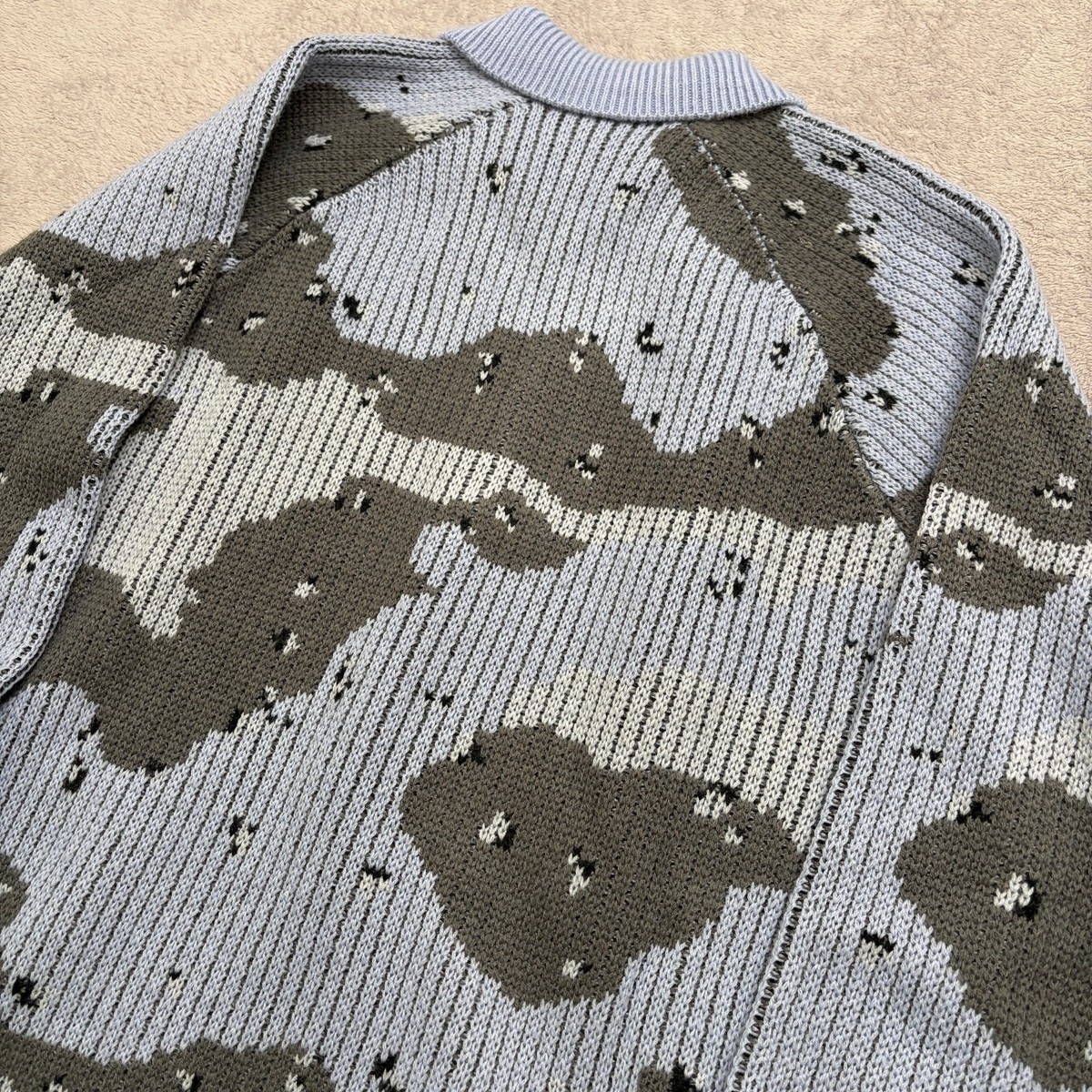 Supreme Small Box Polo Sweater Blue Camo Large New baggy raglan 