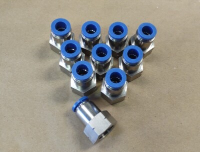 10 x Female Straight  Quick Push In to Connect Tube Fitting 3/8'' OD 3/8'' NPT