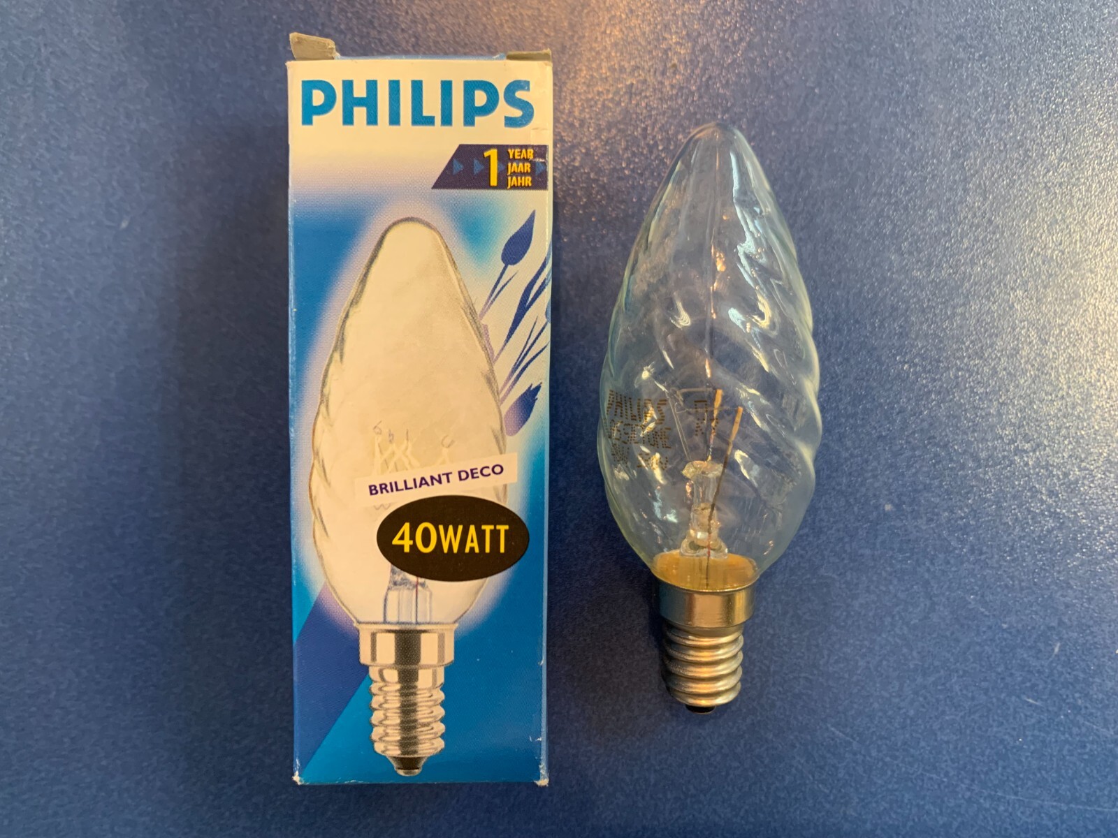 Philips Candle Twisted 40W Clear E14 Light Bulb Brilliant Deco 230V Candle Lamp
