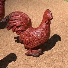 6 RED ROOSTER Cast Iron Knobs Cabinet Drawer Pull French Country Farmhouse