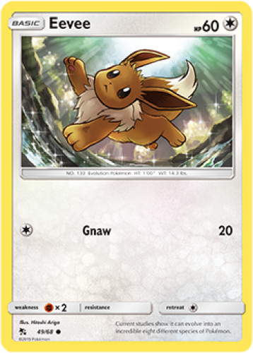 1x Eevee 49/68  Hidden Fates Pokemon TCG Card NM