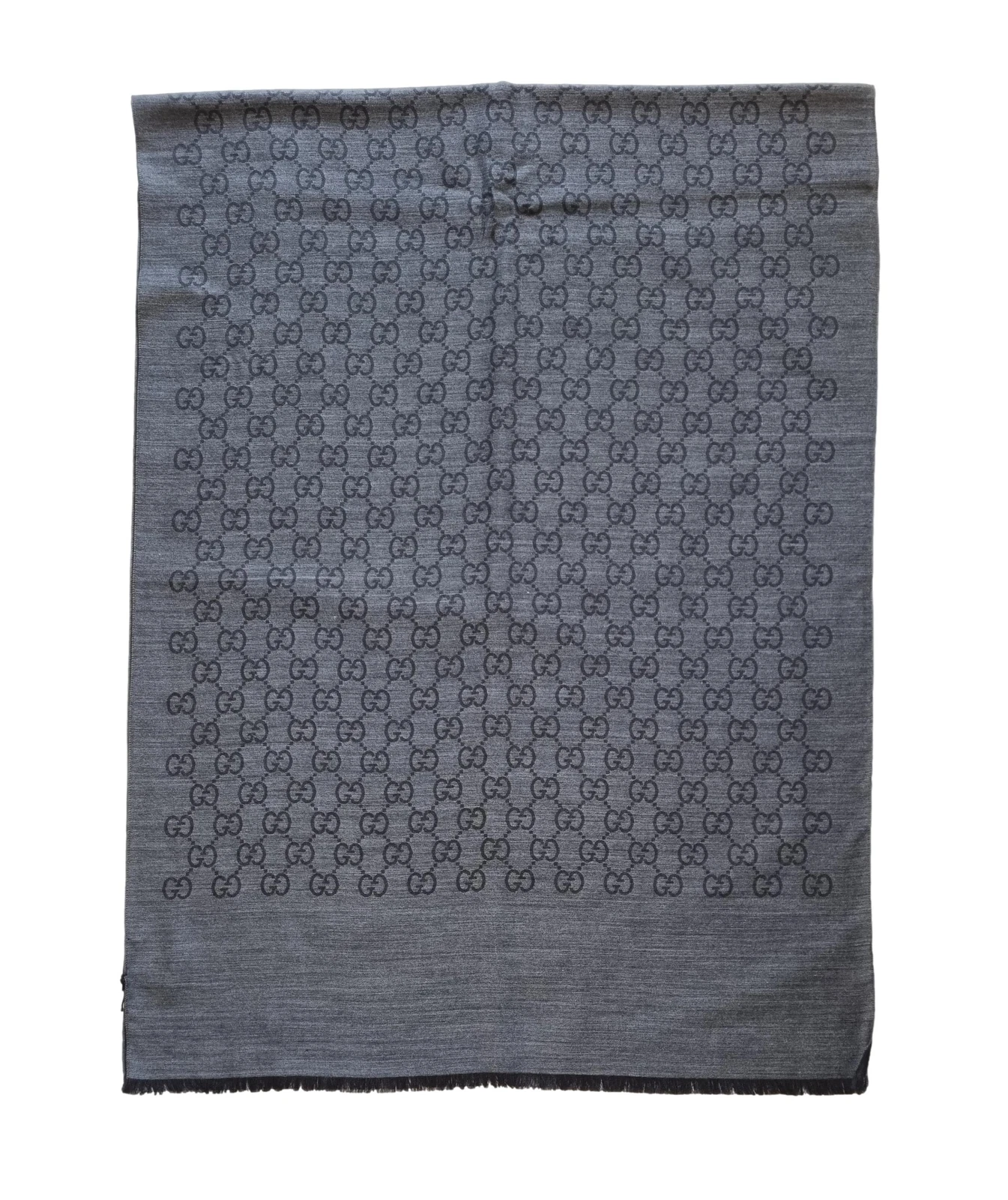 Foulard GUCCI laine et soie 165903 3G646 0001 70x200 cm gris foncé