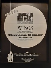 Michel Colombier Herb Alpert Wings Rare Original Promo Poster Ad Framed