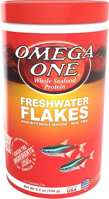 OMEGA ONE FRESHWATER FLAKES with WHOLE HERRING SEA FISH FOOD PROTEIN 5.3 OZ