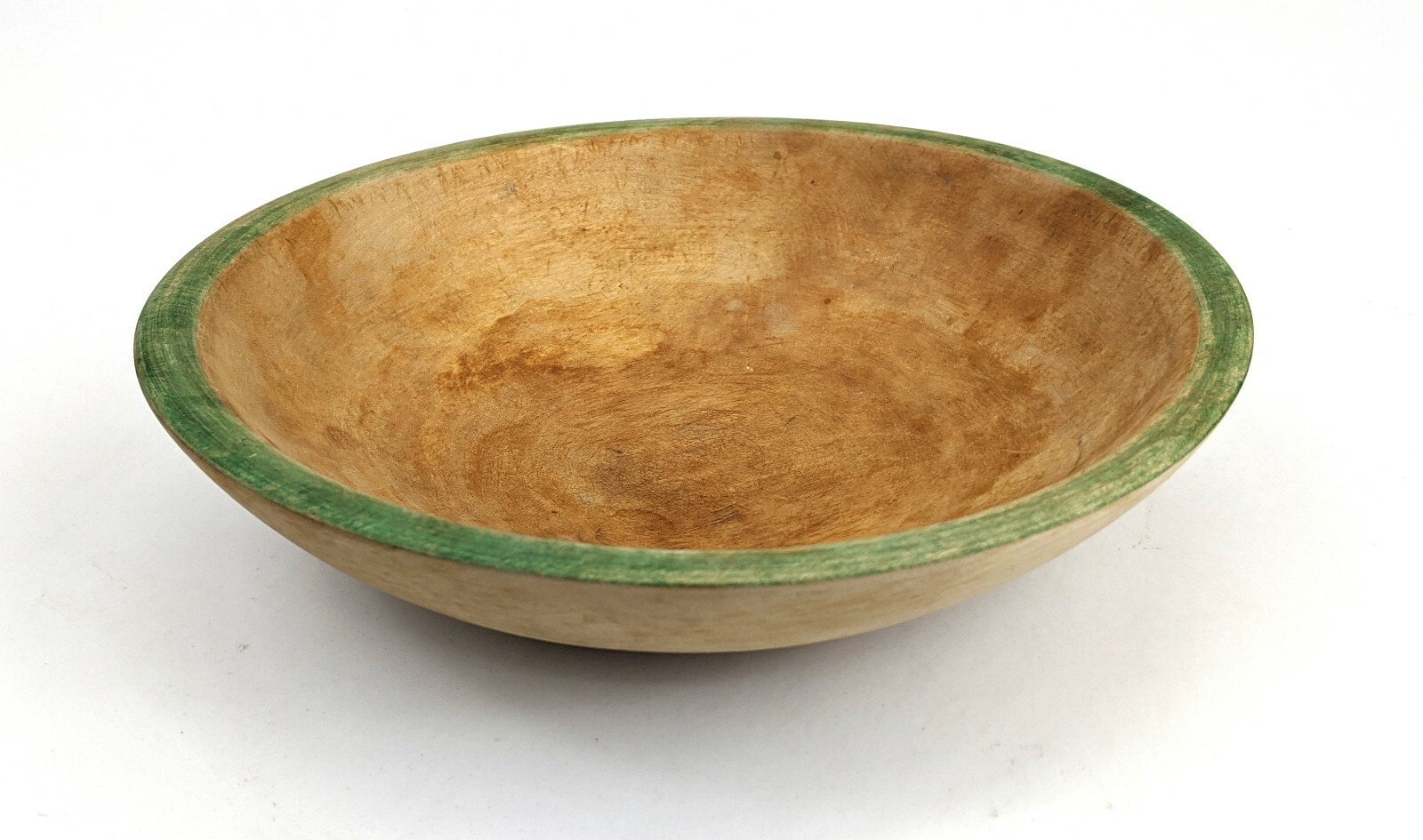 Vintage Munising Wood Bowl with Green Rim eBay