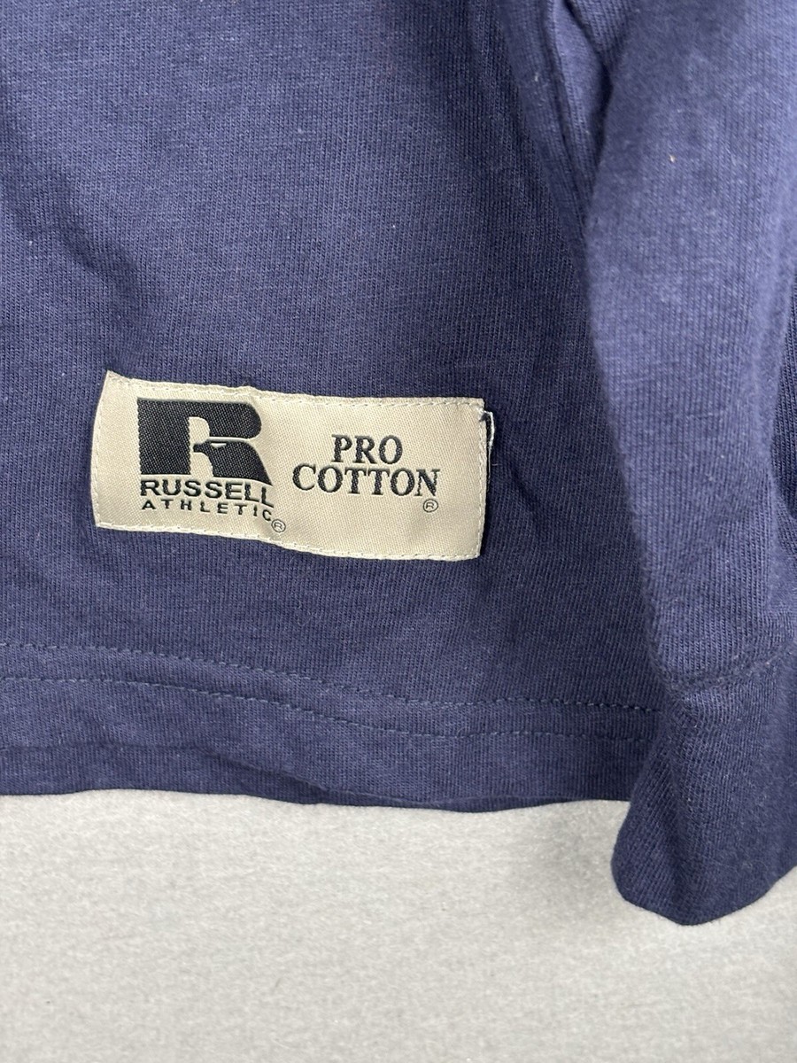Vintage Russell Athletic Men's Shirt M Blue Long Sleeve T-Shirt