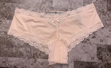 NWT VICTORIA'S SECRET L PINK SATIN SMOOTH LACE UP STRAPPY RARE CHEEKY PANTIES