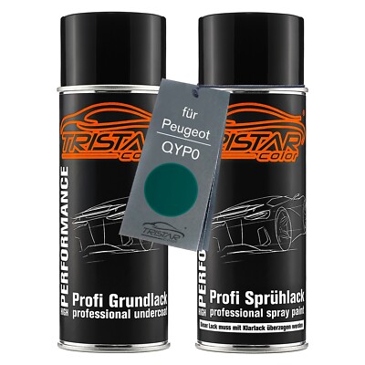 Autolack Spraydosen Set für Peugeot QYP0 Vert Epicea Nordic Green Grund Basis