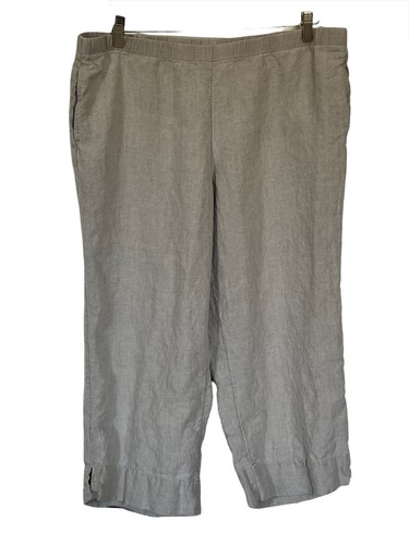 Linen Wide Leg Casual Capri Pants 