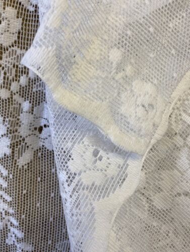 Vintage Laura Ashley Victorian Ribbons Design White Cotton Lace Curtain 53”/63” - Picture 10 of 17