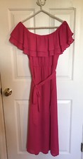 Show Me Your Mumu Rosie Crepe Off Shoulder A Line Dress Pink Medium belt ruffle