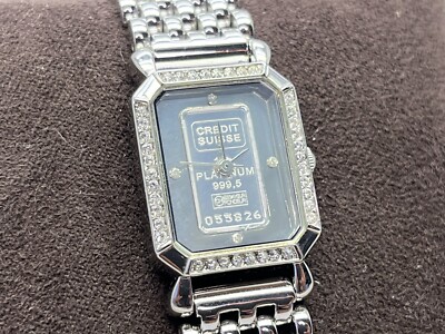 CREDIT SUISSE プラチナ999.5 腕時計 Credit Suisse 999 Platinum Womens CZ Diamond Accent Valcambi