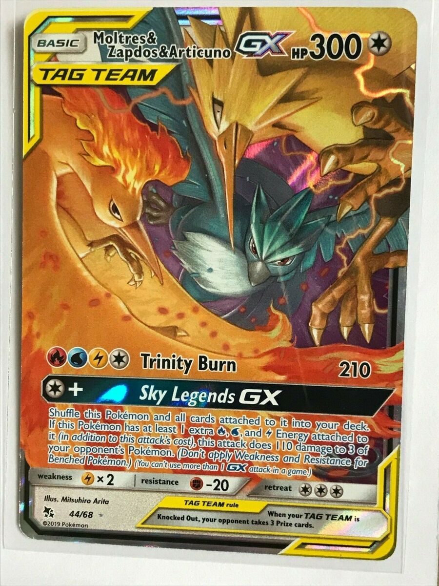 Moltres & Zapdos & Articuno Tag Team GX - 44/68 - Hidden Fates – Card  Cavern Trading Cards, LLC