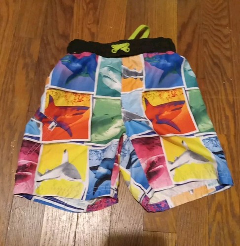 Boys' Size XS 4/5 Swimsuits -Trunks Lot (2) Wonder Nation (Sharks) OP (Plaid) - Picture 2 of 8