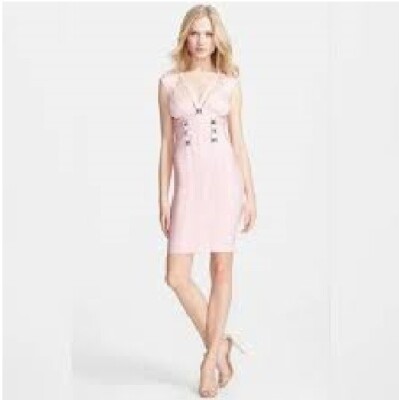 herve leger pink dress Herve Leger Hot Pink Gown | Pink Wedding Guest Dress, Pink Bridesmaid Dress, Sexy Formal Dress by Herve Leger