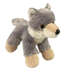 Aurora Plush Woolsey Wolf 8 inch 31172 Mini Flopsie Gray Grey Tan Wolfsey Tags