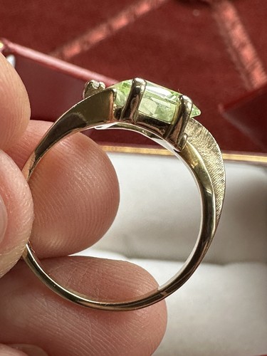 10k massiver Gelbgold Smaragd Schliff Peridot Schlangenring Antik 1970er Vintage 3,12 Gr. - Bild 10 von 24