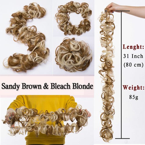 Messy Bun Hair Piece Wrap on Updo Scrunchie Hair Extension Long as Human hair US - Picture 21 of 26