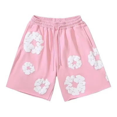 Baggy Sport Shorts Herren Jorts Weite Hose Vintage Denim Tränen Pink Streetwear
