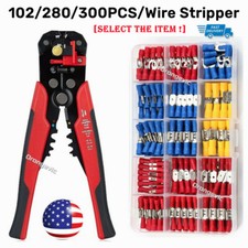 102/280Pcs Insulated Splice Butt Terminal Crimp Spade Electrical Wire Connectors