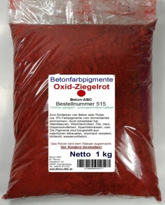 Ziegelrot-Oxidfarbpigment-Zementecht (1 kg) Betonmasse, Putz, Harz, Lehm..