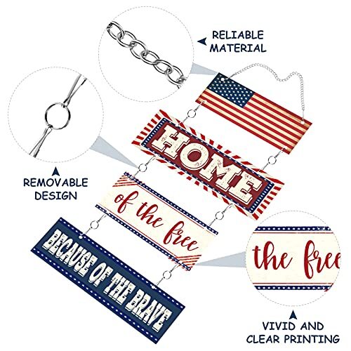 American Flag Metal Sign Wall Decor Farmhouse Door Sign Patriotic ...