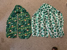 (2) (St Patricks Day Scarfs Shamrock Lightweight Sheer  10" x 59" + 13" x 60"