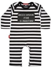 Slogan Been Inside for 9 Months Babygrow Oh Baby London Black & White Playsuit
