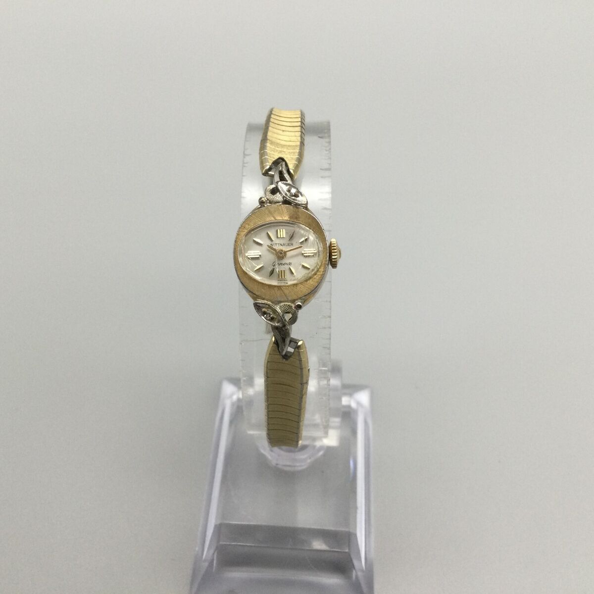 Vintage Wittnauer Diamond Watch Women 14mm Gold Tone Oval Vintage Wittnauer Diamond Watch Women 14mm Gold Tone Oval