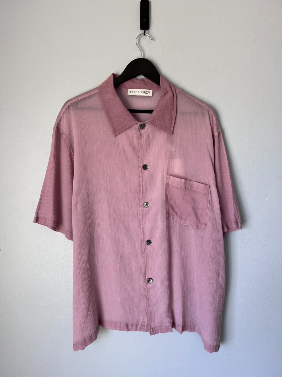 Our Legacy Coated Voile Short Sleeve Box Shirt - Size 46 - Dusty