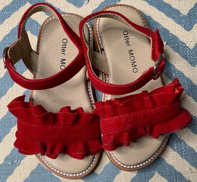 red ruffle sandals