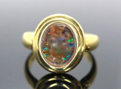 GOLDJUNGE69 * TERRA OPALIS EDELSTEIN RING (18) MATRIXOPAL TRIPL 925er SILBER/VER