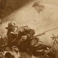 c1914-18 Russian Military Art (Not a Postcard?) - "God" Soldier Sees the Light